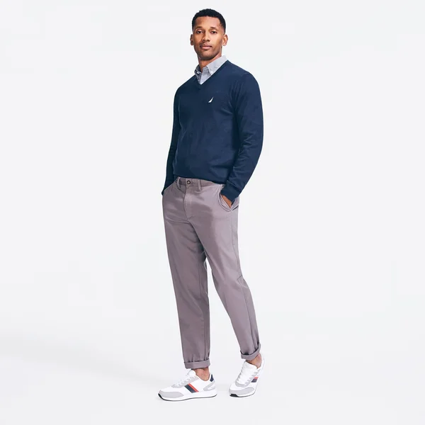 Nautica Men's Classic Fit Wrinkle-Resistant Deck Pant Blue Yonder Heather - 30x30
