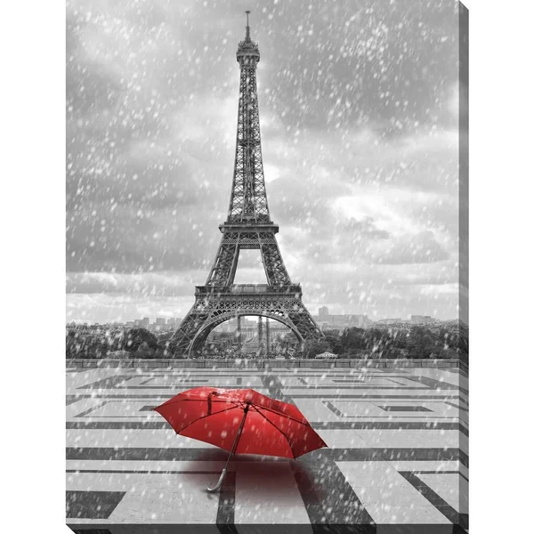 Picture Perfect International Umbrella in Paris Giclee Print Canvas Wall Art, 24 Inches x 36 Inches x 1.5 Inches