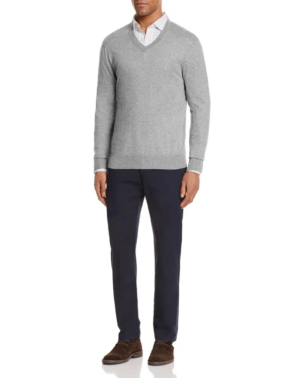 The Men's Store at Bloomingdale's V-Neck Cotton-Cashmere Sweater - 100% Exclusive - Blue
