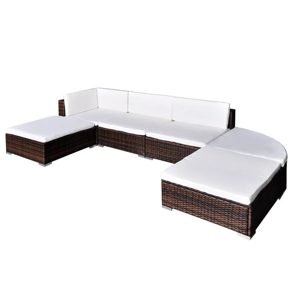 vidaXL 16 Piece Garden Lounge Set Brown Poly Rattan