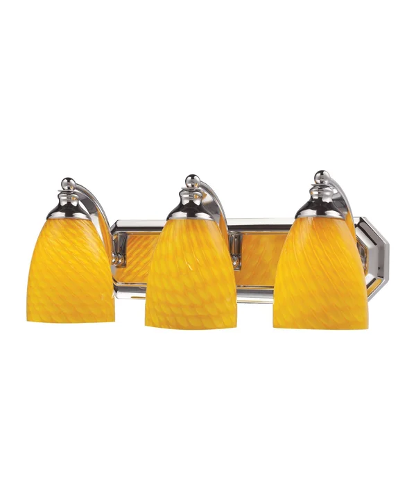 Elk Lighting 570-3C-CN 3 Light Vanity in Polished Chrome and Canary Glass