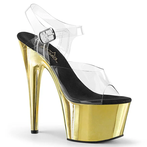Pleaser - Adore-708 10 - Clear/Gold Chrome