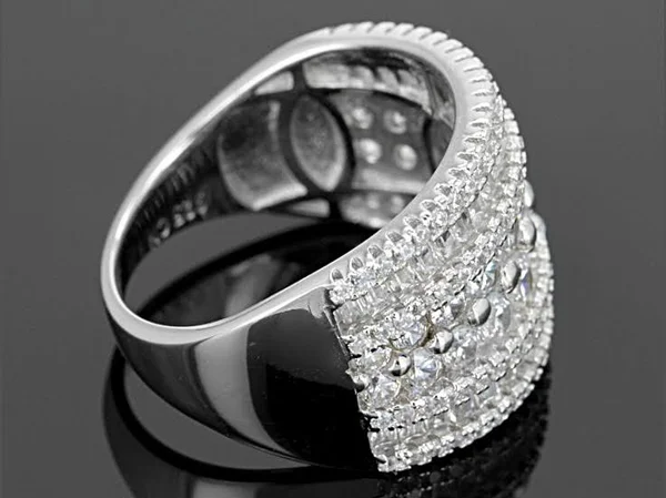 4.50ctw Bella Luce Round & Baguette Rhodium Over Sterling Silver Ring - Size 10