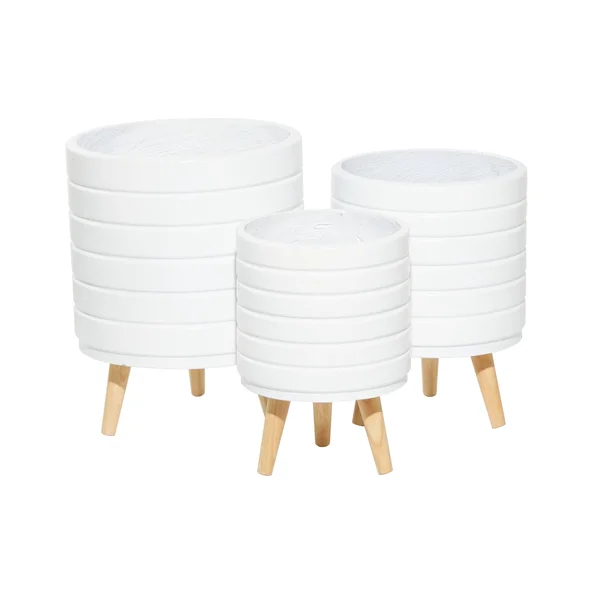 CosmoLiving by Cosmopolitan 14 in. x 10 in. White MgO Planter (Set of 3)