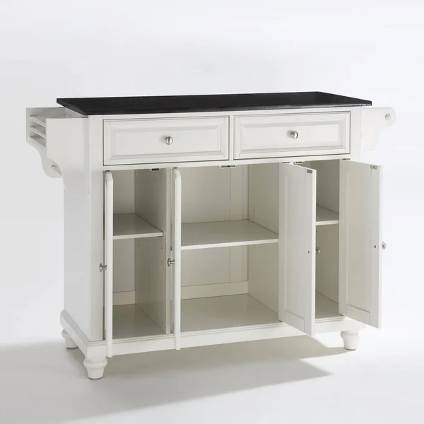 Crosley Cambridge Solid Black Granite Top Kitchen Island White