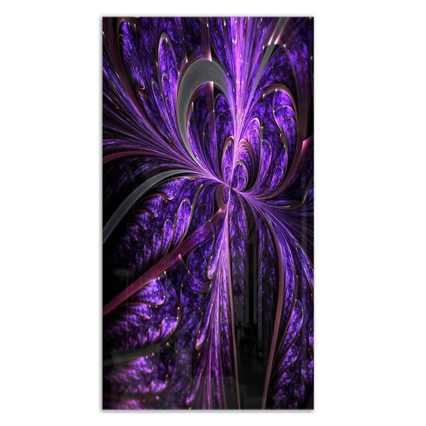 Design Art Embossed Dark Purple Floral Shapes - Large Floral Glossy Metal Wall Art, Size: 12