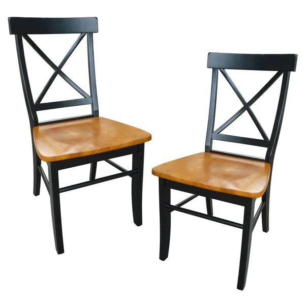 International Concepts X-Back Chair - with Solid Wood Seat Black/Cherry/Set of 2