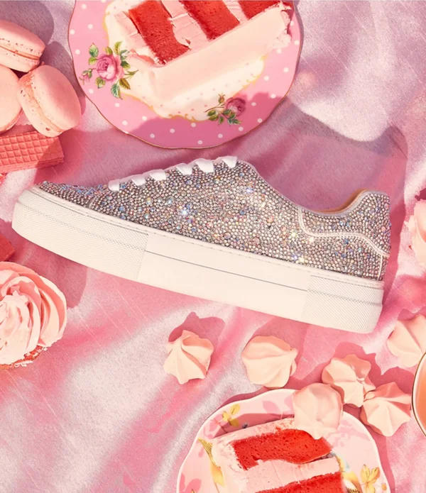 Blue by Betsey Johnson Sidny Rhinestone Embellished Platform Lace-Up Sneakers - 8M