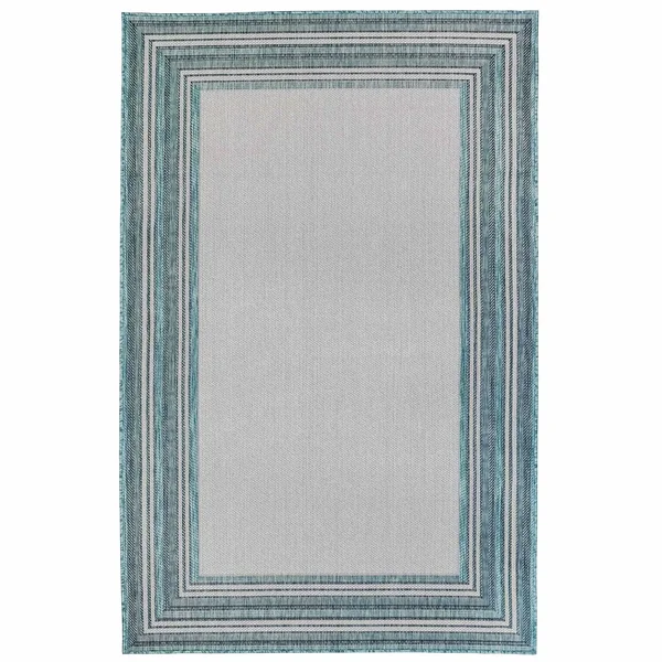 Liora Manne Carmel Multi Border Indoor/Outdoor Rug - Black 23x22 x 7&6x22 Runner
