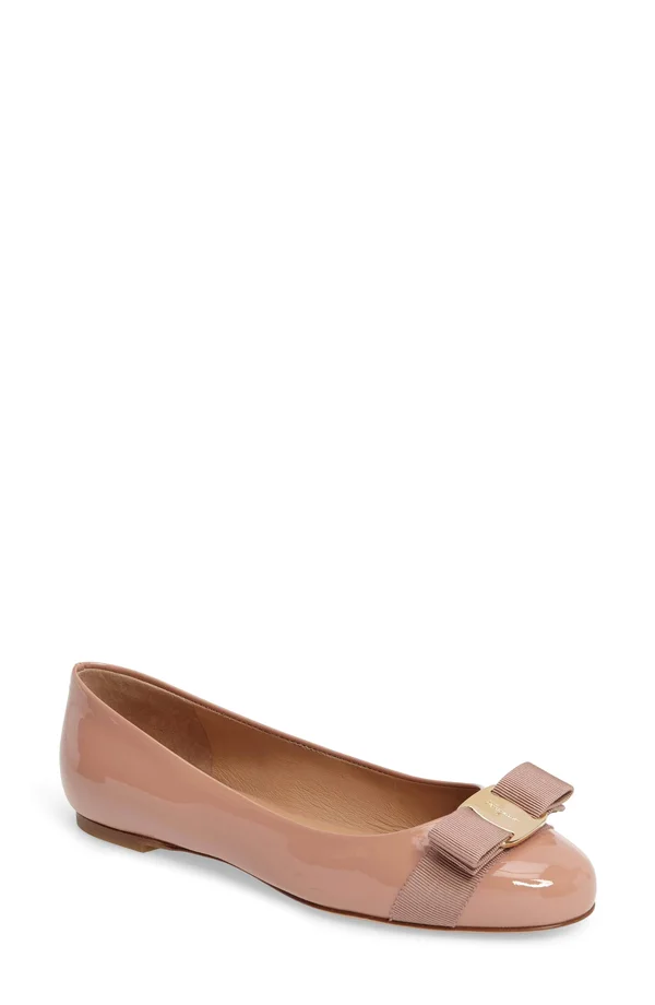 Salvatore Ferragamo Varina Patent Ballet Flats, New Blush