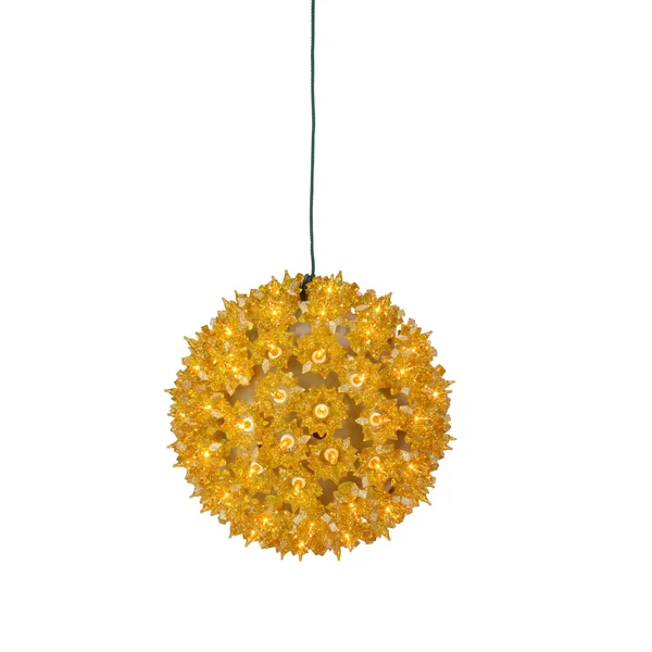 7.5x22 Yellow Lighted Gold Hanging Starlight Sphere Ball Christmas Decoration