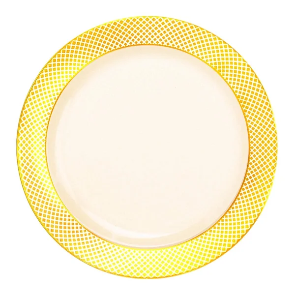 Crystal 7.5x22 Ivory with Gold Diamond Rim Disposable Plastic Salad Plates - Posh Party Supplies