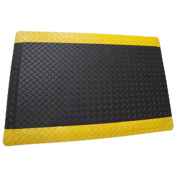 Rhino Mats Diamond Plate 3 -ft x 15/16 -in B/y Black Rectangular Indoor Anti-Fatigue Mat - DTT36DSBYX17