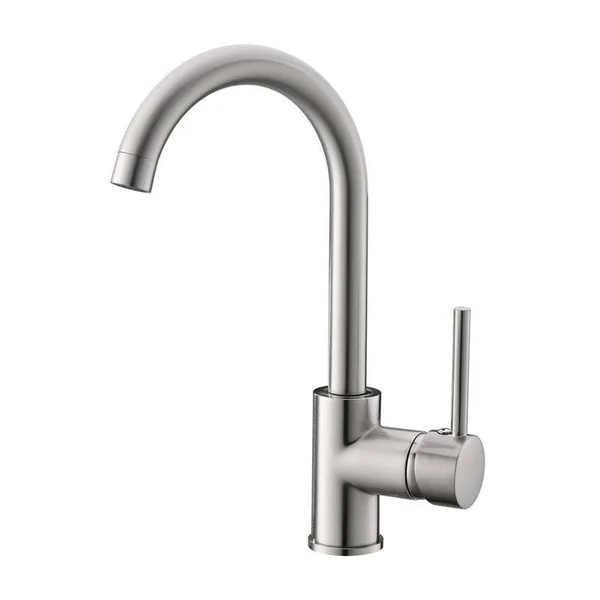 Modern Single Handle Kitchen Sink Faucet - 1 Hole Mounted - Silver