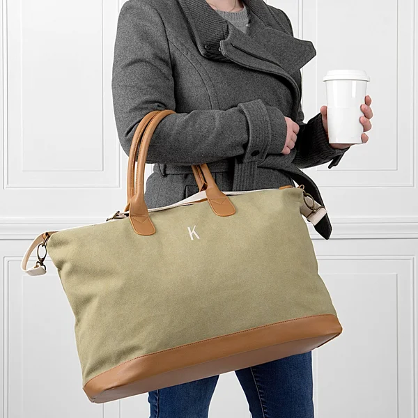 Cathy&s Concepts Green Personalized Washed Canvas Weekender