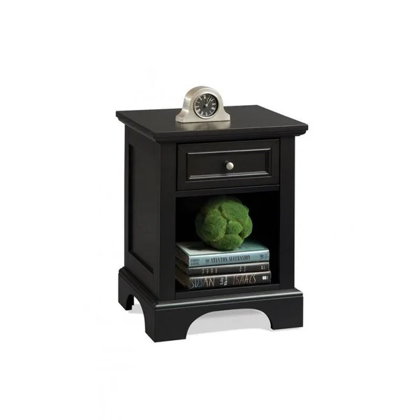 Home Styles Bedford Black Queen Poster Bed and Night Stand