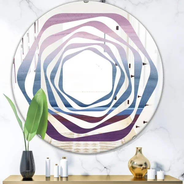 Designart 24-in L x 24-in W Round Purple Polished Wall Mirror, MIR30053-C6-C24