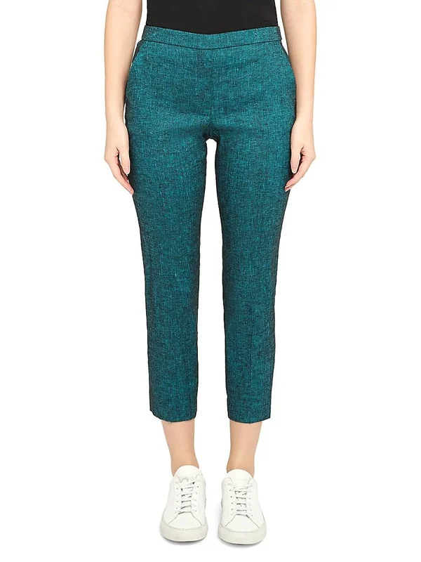 Theory Women's Treeca Stretch-Linen Cropped Pants - Denim - Size 8