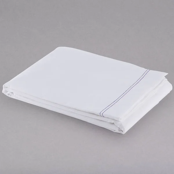 Ganesh Mills 3572204 T200 Percale Hotel Flat Full Bed Sheets White with Blue Thread 81 x 108 in. - 12 per Case