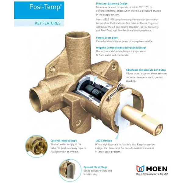 Moen T2133 Posi-Temp Tub/Shower - Chrome