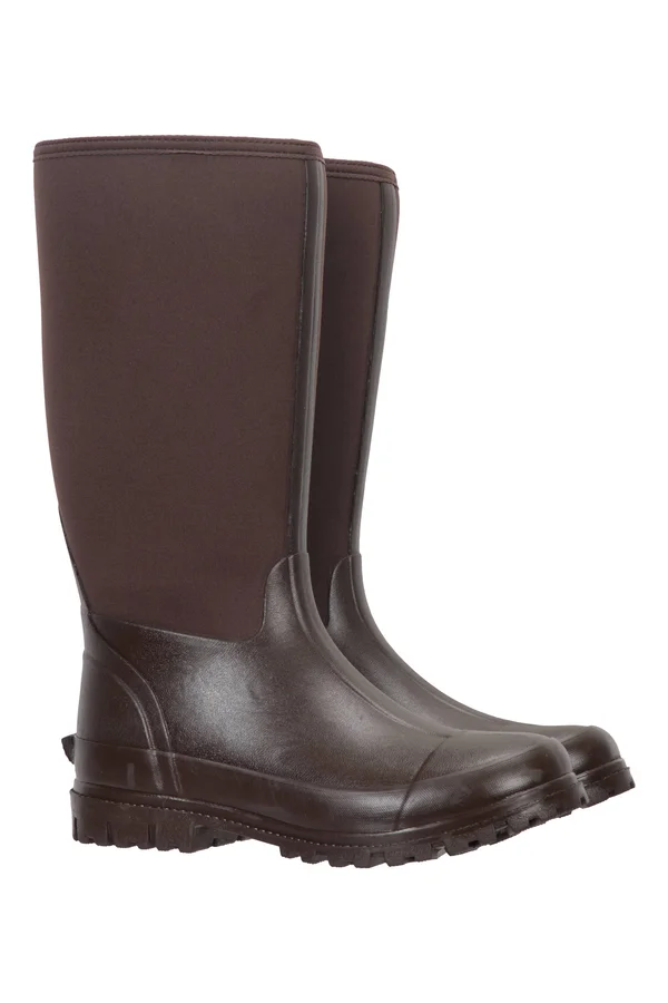 Mountain Warehouse Mens Neoprene Long Mucker Rain Boots - Brown - Size 7
