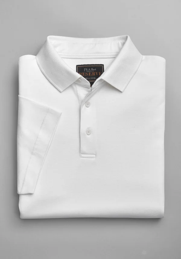JoS. A. Bank Men's Reserve Collection Traditional Fit Short Sleeve Pima Cotton Polo, White, Large