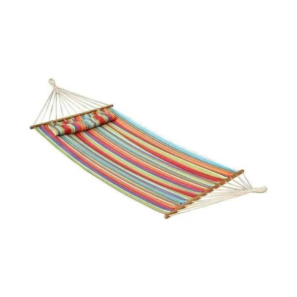 Bliss Hammocks Oversized Hammock with Spreader Bars and Pillow - Nautical Stripe