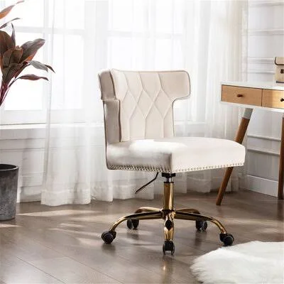 Abrienda Velvet Task Chair Everly Quinn Upholstery Color: Beige