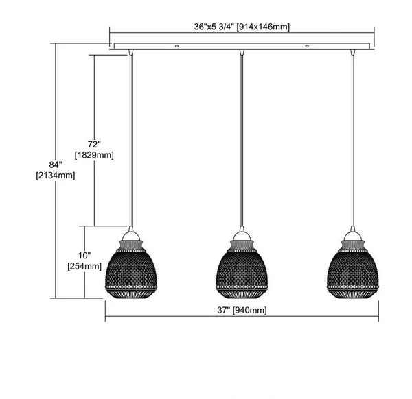 Round Globe Linear Pendant Light - Three Light Linear Mini Pendant with Clear Patterned Glass Globes, Silver