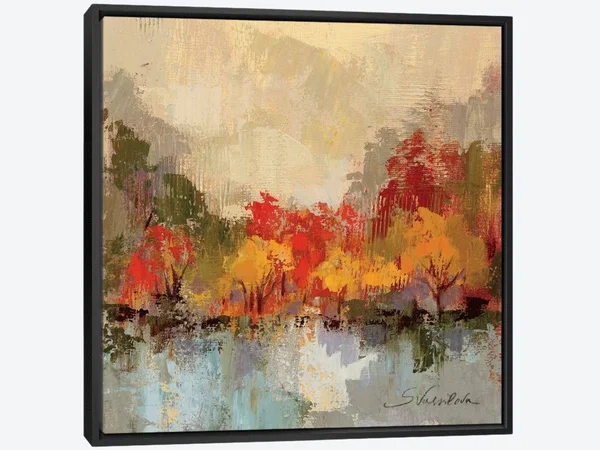 Framed Canvas Art - Fall Riverside II by Silvia Vassilevastyle > Abstract > Abstract landscapes art)