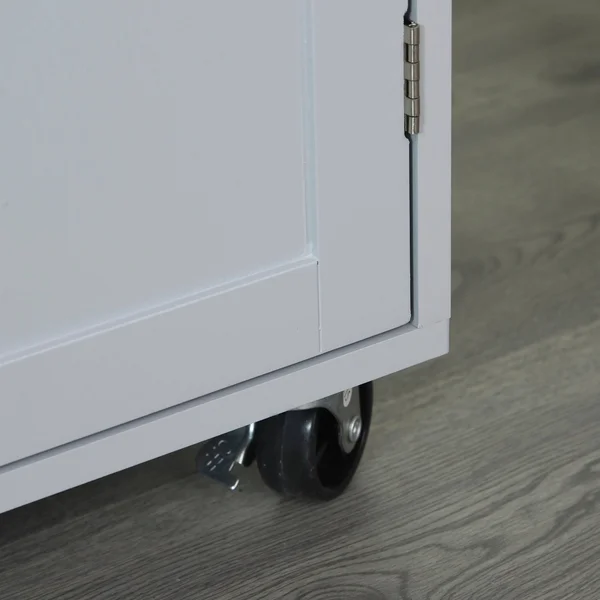 HOMCOM Wooden Kitchen Large Storage Island on 360-deg Swivel Wheels Cart with Drawer, Interior Cabinet & Towel Rack - Black