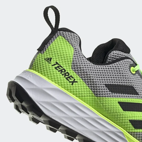 Adidas Terrex Two Trail Running Shoes - Men's - Grey Two - Core Black, Signal Green - 12