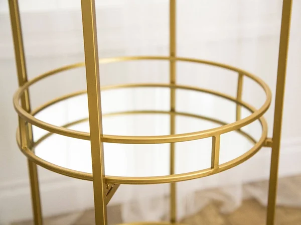 Abbyson Prantley 3 Tier Cylinder Bar Cart Gold