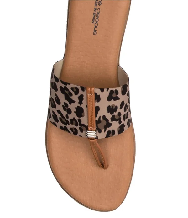 Andre Assous Womens Nice Slide Demi Wedge Thong Sandals - Leopard, 8