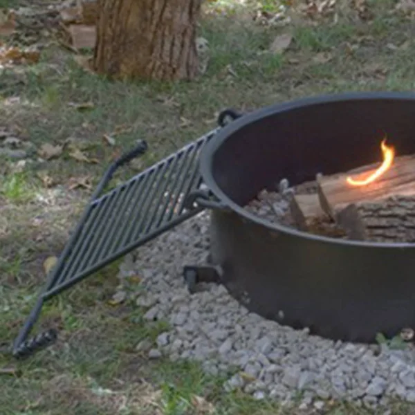 Pilot Rock 24 inch Steel Ground Fire Pit Ring and Cooking Grate, Black