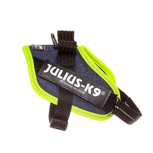 Julius-K9, 16IDC-FARNE-MM, IDC Powerharness, Dog Harness, Size: Mini-Mini, Jeans with Neon Edge