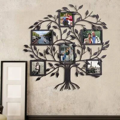 Red Barrel Studio 6 Opening Decorative Family Tree Wall Hanging Collage Picture Frame - Black