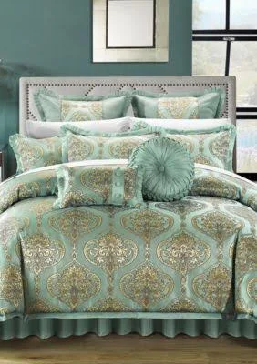 Chic Home Como 13 Piece Comforter Set Jacquard Bed in A Bag Blue King