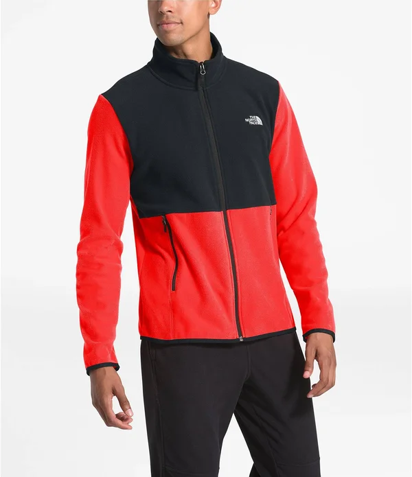The North Face Men's TKA Glacier Full Zip Jacket Fiery Red/TNF Black - XXL