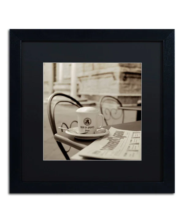 Alan Blaustein 'Tuscany Caffe VI' Matted Framed Art (16x16) - Black, Trademark Fine Art - Mini