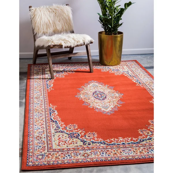 Unique Loom Washington Reza Area Rug (5& x 8& - Burgundy), Red