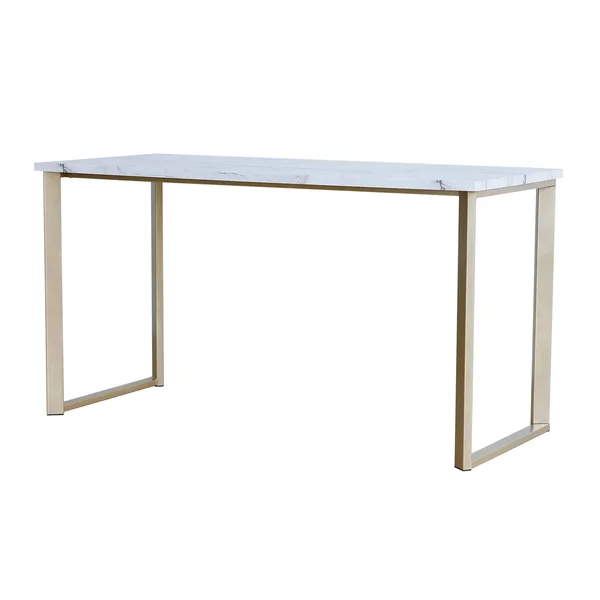 Roomfitters White Faux Marble Print Writing Desk (Gold) - Powder Coated