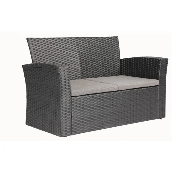 Baner Garden Outdoor Furniture Complete Patio Wicker Rattan Set - Black, 4-Pieces