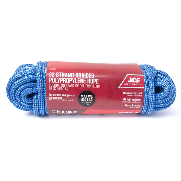 Ace 1/2 in. Dia. x 100 ft. L Blue Diamond Braided Poly Rope