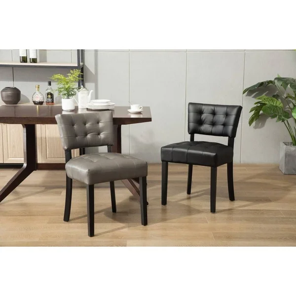 Porthos Home Set of 2 Dining Chairs, Modern Side Chairs for Dining Room (Black)
