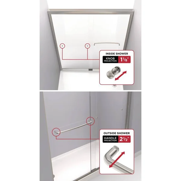 Delta Shower Door 48 x 71 in. Frameless Exposed Rollers Mozaic Glass Nickel 2439267