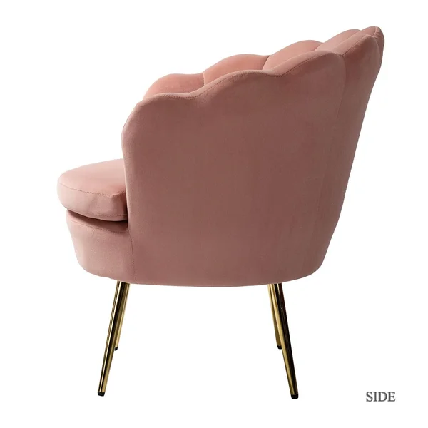 Gaitana Tufted Barrel Chair with Golden Base - Fushia