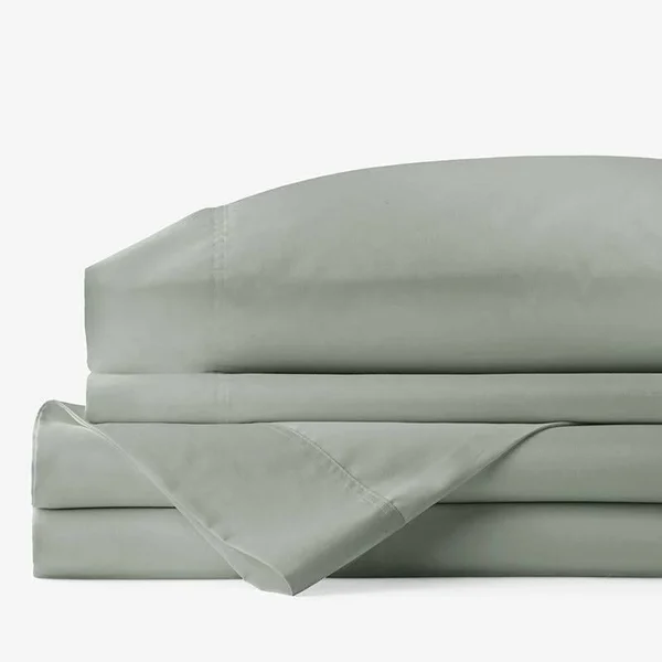 Company Cotton Bamboo Sateen Sheet Set - Tarragon - Green, Size Full, The Company Store