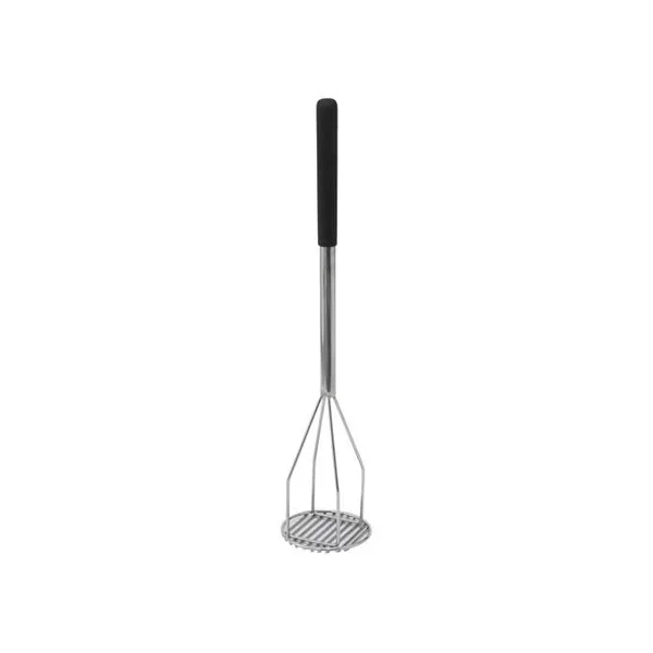 Potato Masher, Round, 5 inch x 24 1/2 inch, Plastic Handle, Stainless Steel, Pack of 6