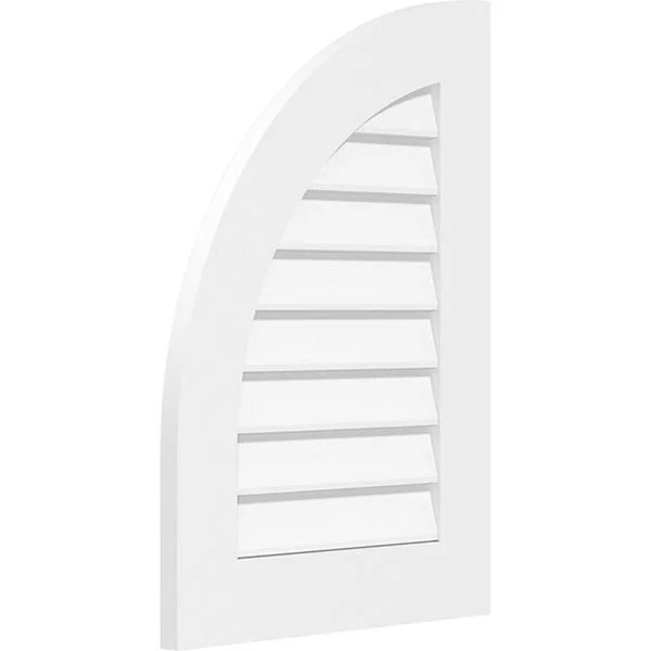 Ekena Millwork GVPQL24X3001SN 24x22W x 30x22H Quarter Round Top Left Surface Mount PVC Gable Vent: Non-Functional - w/ 3-1/2x22W